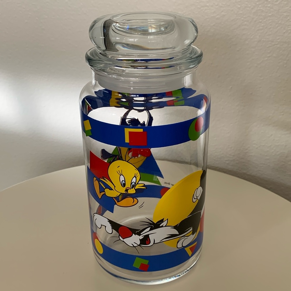 Vintage Anchor Hocking 1995 Warner Bros. Glass Candy Jar